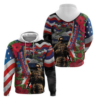 Hawaii and United States Memorial Day Zip Hoodie Honor and Remember The Fallen