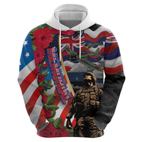 Hawaii and United States Memorial Day Zip Hoodie Honor and Remember The Fallen