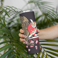 Japanese Culture and Hawaiian Tribal Skinny Tumbler Sakura Blossom Tapa Pattern