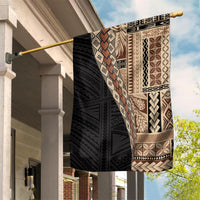 Samoa Siapo Motif Half Style Garden Flag Brown Version