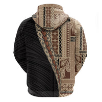 Samoa Siapo Motif Half Style Hoodie Brown Version