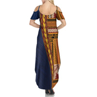 Samoa Siapo Motif Half Style Summer Maxi Dress Colorful Version LT03 - Polynesian Pride