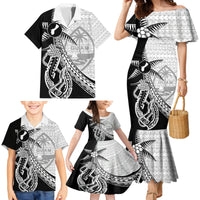 Guam Fish Hook and Palm Tree Family Matching Mermaid Dress and Hawaiian Shirt Polynesian Pattern Half Style