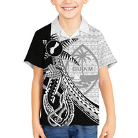 Guam Fish Hook and Palm Tree Hawaiian Shirt Polynesian Pattern Half Style LT03 - Polynesian Pride