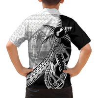 Guam Fish Hook and Palm Tree Hawaiian Shirt Polynesian Pattern Half Style LT03 - Polynesian Pride
