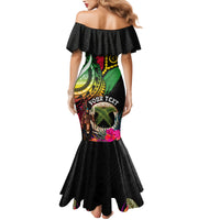 Personalised Vanuatu 44th Anniversary Family Matching Mermaid Dress and Hawaiian Shirt Boars Tusk and Melanesian Warrior Indipendens Dei