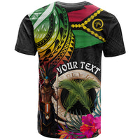 Personalised Vanuatu 44th Anniversary T Shirt Boars Tusk and Melanesian Warrior Indipendens Dei