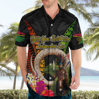 Vanuatu Independence Day Hawaiian Shirt Boars Tusk and Melanesian Warrior Indipendens Dei
