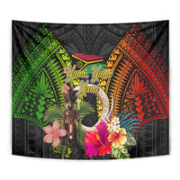 Vanuatu Independence Day Tapestry Boars Tusk and Melanesian Warrior Indipendens Dei