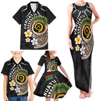 Vanuatu Independence Day Family Matching Tank Maxi Dress and Hawaiian Shirt Melanesian Tribal Pig Tusk with Tropical Plants
