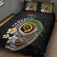 Vanuatu Independence Day Quilt Bed Set Melanesian Tribal Pig Tusk with Tropical Plants