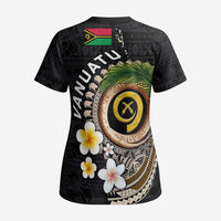 Vanuatu Independence Day Scrub Top Melanesian Tribal Pig Tusk with Tropical Plants - Polynesian Pride