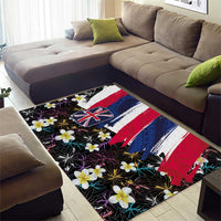 Hawaiian Flag Day Area Rug Tropical Flowers and Leaves