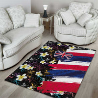 Hawaiian Flag Day Area Rug Tropical Flowers and Leaves