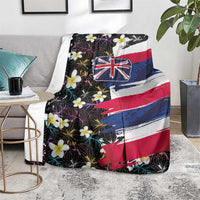Hawaiian Flag Day Blanket Tropical Flowers and Leaves
