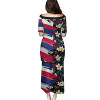 Hawaiian Flag Day Family Matching Puletasi and Hawaiian Shirt Tropical Flowers and Leaves LT03 - Polynesian Pride