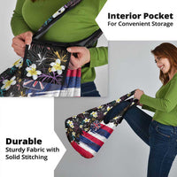 Hawaiian Flag Day Grocery Bag Tropical Flowers and Leaves