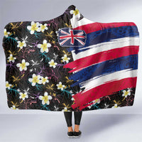 Hawaiian Flag Day Hooded Blanket Tropical Flowers and Leaves