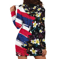 Hawaiian Flag Day Hoodie Dress Tropical Flowers and Leaves