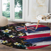 Hawaiian Flag Day Round Carpet Tropical Flowers and Leaves