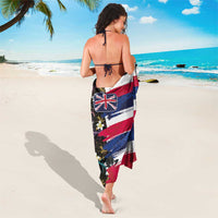 Hawaiian Flag Day Sarong Tropical Flowers and Leaves