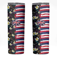 Hawaiian Flag Day Skinny Tumbler Tropical Flowers and Leaves