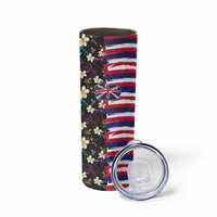 Hawaiian Flag Day Skinny Tumbler Tropical Flowers and Leaves