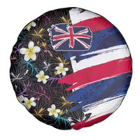 Hawaiian Flag Day Spare Tire Cover Tropical Flowers and Leaves