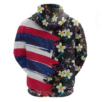 Hawaiian Flag Day Zip Hoodie Tropical Flowers and Leaves