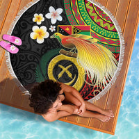 Vanuatu and Papua New Guinea Together Beach Blanket Bird-of-paradise and Pig Tusk Melanesian Pattern