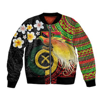 Vanuatu and Papua New Guinea Together Bomber Jacket Bird-of-paradise and Pig Tusk Melanesian Pattern