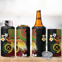Vanuatu and Papua New Guinea Together 4 in 1 Can Cooler Tumbler Bird-of-paradise and Pig Tusk Melanesian Pattern