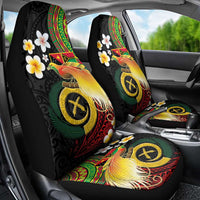 Vanuatu and Papua New Guinea Together Car Seat Cover Bird-of-paradise and Pig Tusk Melanesian Pattern