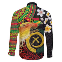 Vanuatu and Papua New Guinea Together Family Matching Off Shoulder Maxi Dress and Hawaiian Shirt Bird-of-paradise and Pig Tusk Melanesian Pattern LT03 - Polynesian Pride
