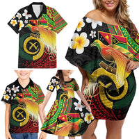 Vanuatu and Papua New Guinea Together Family Matching Off Shoulder Short Dress and Hawaiian Shirt Bird-of-paradise and Pig Tusk Melanesian Pattern LT03 - Polynesian Pride