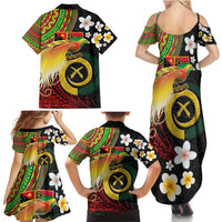 Vanuatu and Papua New Guinea Together Family Matching Summer Maxi Dress and Hawaiian Shirt Bird-of-paradise and Pig Tusk Melanesian Pattern LT03 - Polynesian Pride
