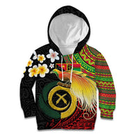 Vanuatu and Papua New Guinea Together Kid Hoodie Bird-of-paradise and Pig Tusk Melanesian Pattern