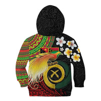 Vanuatu and Papua New Guinea Together Kid Hoodie Bird-of-paradise and Pig Tusk Melanesian Pattern