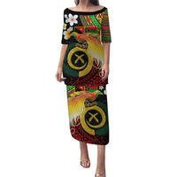 Vanuatu and Papua New Guinea Together Puletasi Bird-of-paradise and Pig Tusk Melanesian Pattern