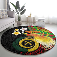 Vanuatu and Papua New Guinea Together Round Carpet Bird-of-paradise and Pig Tusk Melanesian Pattern