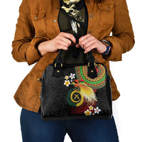 Vanuatu and Papua New Guinea Together Shoulder Handbag Bird-of-paradise and Pig Tusk Melanesian Pattern