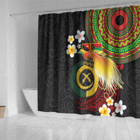 Vanuatu and Papua New Guinea Together Shower Curtain Bird-of-paradise and Pig Tusk Melanesian Pattern