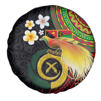 Vanuatu and Papua New Guinea Together Spare Tire Cover Bird-of-paradise and Pig Tusk Melanesian Pattern