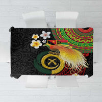 Vanuatu and Papua New Guinea Together Tablecloth Bird-of-paradise and Pig Tusk Melanesian Pattern