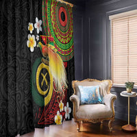 Vanuatu and Papua New Guinea Together Window Curtain Bird-of-paradise and Pig Tusk Melanesian Pattern
