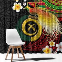 Vanuatu and Papua New Guinea Together Window Curtain Bird-of-paradise and Pig Tusk Melanesian Pattern