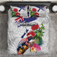 New Zealand Christmas Bedding Set Meri Kirihimete-Tuatara and Pohutukawa White Color