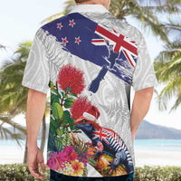 New Zealand Christmas Hawaiian Shirt Meri Kirihimete-Tuatara and Pohutukawa White Color