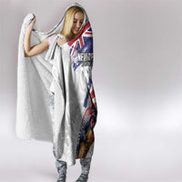 New Zealand Christmas Hooded Blanket Meri Kirihimete-Tuatara and Pohutukawa White Color