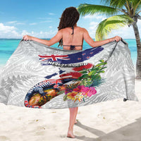 New Zealand Christmas Sarong Meri Kirihimete-Tuatara and Pohutukawa White Color